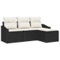 vidaXL Set Giardino 4 Pezzi con Cuscini in Rattan Polietilene Nero