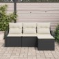 vidaXL Set Giardino 4 Pezzi con Cuscini in Rattan Polietilene Nero