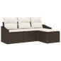 vidaXL Set di Divani da Giardino in 4 Pezzi con Cuscini in Rattan e Poliestere Marrone