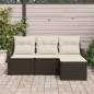 vidaXL Set di Divani da Giardino in 4 Pezzi con Cuscini in Rattan e Poliestere Marrone