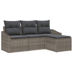 vidaXL Set di divani da giardino a 4 pezzi con cuscini grigi in polyrattan
