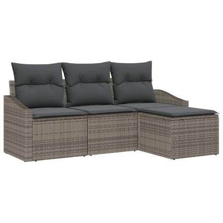 vidaXL Set di divani da giardino a 4 pezzi con cuscini grigi in polyrattan