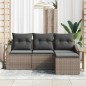 vidaXL Set di divani da giardino a 4 pezzi con cuscini grigi in polyrattan