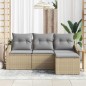 vidaXL Set da Giardino in 4 Pezzi con Cuscini Beige in Rattan Sintetico