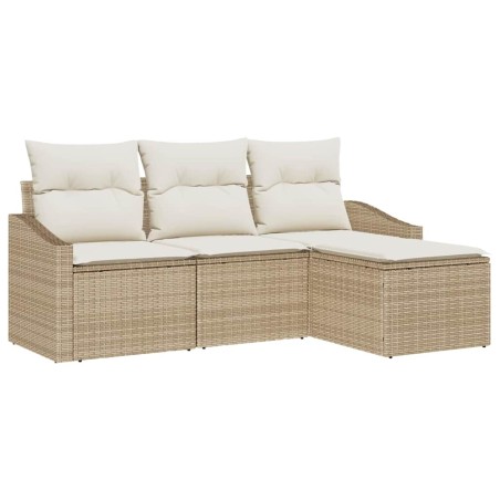 vidaXL Set da Giardino in 4 Pezzi con Cuscini Beige in Rattan Sintetico