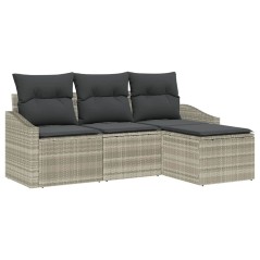 vidaXL Set da giardino a 4 pezzi con cuscini grigio chiaro in rattan sintetico