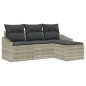 vidaXL Set da giardino a 4 pezzi con cuscini grigio chiaro in rattan sintetico