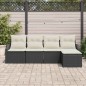 vidaXL Set Divano da Giardino con Cuscini Nero in Polirattan