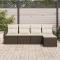 vidaXL Set di divani da giardino 5 pezzi con cuscini in polirattan marrone vidaXL Set di divani da giardino 5 pezzi con cuscini in polirattan marrone