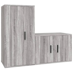 Set Mobili Porta TV 2 pz Grigio Sonoma in Legno Multistrato