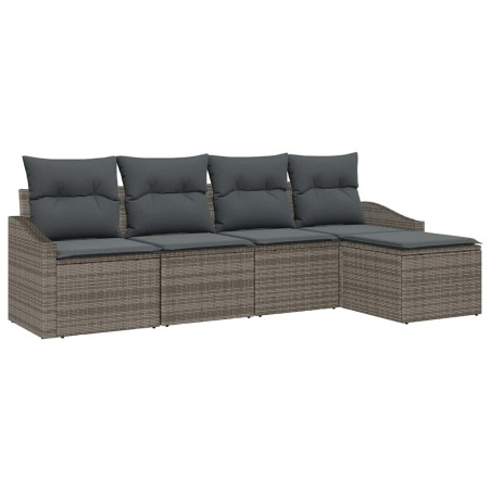 vidaXL Set Giardino in Rattan Grigio a 5 Pezzi con Cuscini di