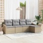 vidaXL Set da giardino con divani, 5 pezzi, cuscini beige in rattan sintetico