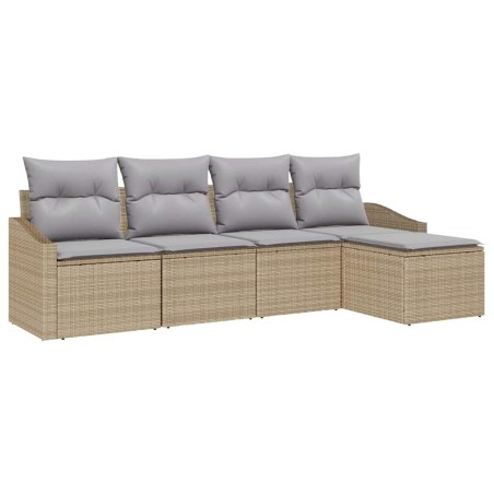 vidaXL Set da giardino con divani, 5 pezzi, cuscini beige in rattan sintetico
