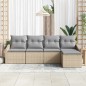 vidaXL Set da giardino con divani, 5 pezzi, cuscini beige in rattan sintetico