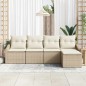 vidaXL Set di divani da giardino a 5 pezzi in rattan sintetico con cuscini beige.