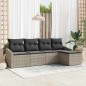 vidaXL Set Divano da Giardino 5 Pezzi con Cuscini Grigio Chiaro in Rattan Sintetico