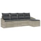 vidaXL Set Divano da Giardino 5 Pezzi con Cuscini Grigio Chiaro in Rattan Sintetico