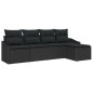 vidaXL Set di divani da giardino veneziano a 5 pezzi con cuscini, rattan sintetico nero