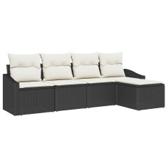 vidaXL Set da giardino 5 pezzi con cuscini, in rattan sintetico marrone