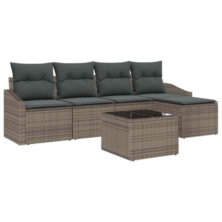 vidaXL Set Divano Giardino 5 Pezzi con Cuscini Neri in Polirattan