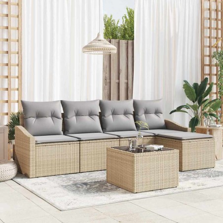 vidaXL Set di divani da giardino in 6 pezzi con cuscini in rattan polietilene nero.