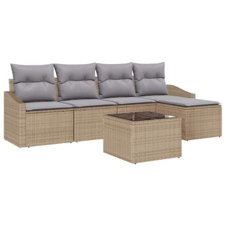 vidaXL Set di divani da giardino in 6 pezzi con cuscini in rattan polietilene nero.