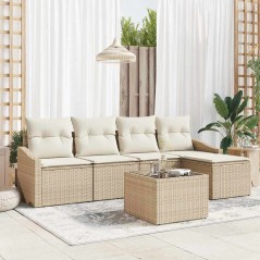 vidaXL Set Divano da Giardino 6 Pezzi con Cuscini Marroni in Rattan Sintetico