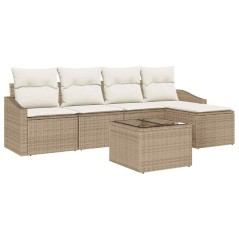vidaXL Set Divano da Giardino 6 Pezzi con Cuscini Marroni in Rattan Sintetico