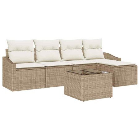 vidaXL Set Divano da Giardino 6 Pezzi con Cuscini Marroni in Rattan Sintetico
