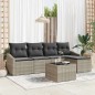 vidaXL Set Divano da Giardino 6 Pezzi con Cuscini Grigio in Rattan Sintetico.