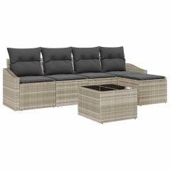 vidaXL Set Divano da Giardino 6 Pezzi con Cuscini Grigio in Rattan Sintetico.