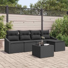 vidaXL Set divano da giardino 6 pezzi con cuscini beige in rattan sintetico.