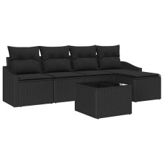vidaXL Set divano da giardino 6 pezzi con cuscini beige in rattan sintetico.