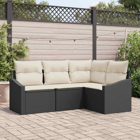 vidaXL Set da Giardino a 4 Pezzi con Cuscini in Rattan Nero