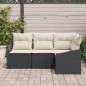 vidaXL Set da Giardino a 4 Pezzi con Cuscini in Rattan Nero vidaXL Set da Giardino a 4 Pezzi con Cuscini in Rattan Nero