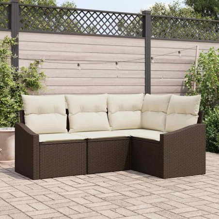 vidaXL Set di Divani da Giardino con Cuscini Marroni in Rattan