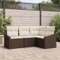 vidaXL Set di Divani da Giardino con Cuscini Marroni in Rattan