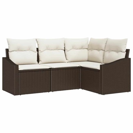 vidaXL Set di Divani da Giardino con Cuscini Marroni in Rattan