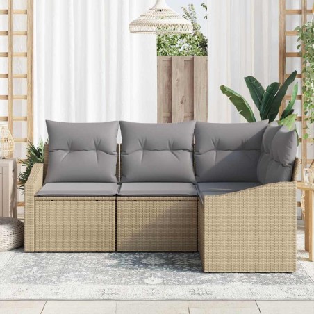 vidaXL Set da Giardino in 4 pezzi con cuscini beige in rattan sintetico