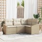 vidaXL Set di divani da giardino a 4 pezzi con cuscini beige in polyrattan vidaXL Set di divani da giardino a 4 pezzi con cuscini beige in polyrattan