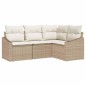 vidaXL Set di divani da giardino a 4 pezzi con cuscini beige in polyrattan vidaXL Set di divani da giardino a 4 pezzi con cuscini beige in polyrattan