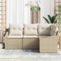 vidaXL Set di divani da giardino a 4 pezzi con cuscini beige in polyrattan vidaXL Set di divani da giardino a 4 pezzi con cuscini beige in polyrattan