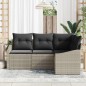 vidaXL Set Divano da Giardino 4 Pezzi con Cuscini Grigio Chiaro in Rattan Poliestere