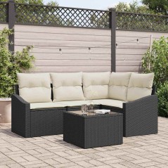 vidaXL Set di Divani da Giardino a 5 Pezzi con Cuscini Marroni in Rattan Sintetico