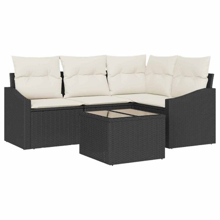 vidaXL Set di Divani da Giardino a 5 Pezzi con Cuscini Marroni in Rattan Sintetico