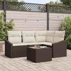 vidaXL Set divano da giardino a 4 pezzi con cuscini grigi in polyrattan