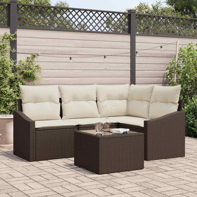 vidaXL Set divano da giardino a 4 pezzi con cuscini grigi in polyrattan