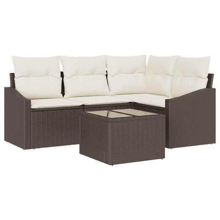 vidaXL Set divano da giardino a 4 pezzi con cuscini grigi in polyrattan