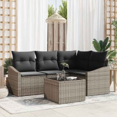 vidaXL Set di divani da giardino 5 pezzi con cuscini in rattan sintetico nero