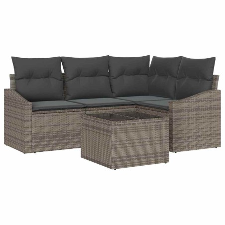 vidaXL Set di divani da giardino 5 pezzi con cuscini in rattan sintetico nero
